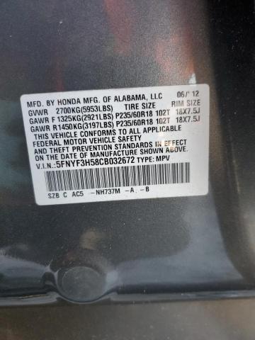 Photo 10 from auction – 2012 HONDA PILOT with VIN 5FNYF3H58CB032672