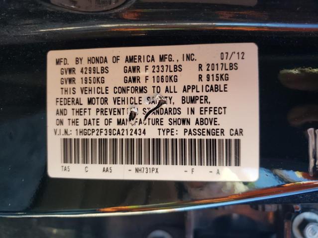 Photo 10 from auction – 2012 HONDA ACCORD LX with VIN 1HGCP2F39CA212434