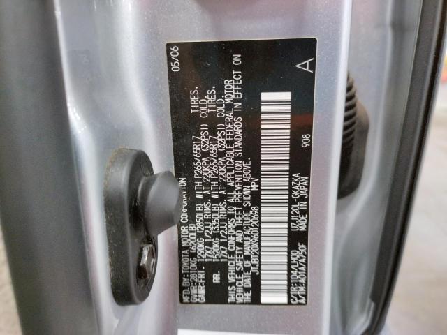 Photo 10 from auction – 2006 LEXUS GX 470 with VIN JTJBT20X960120698