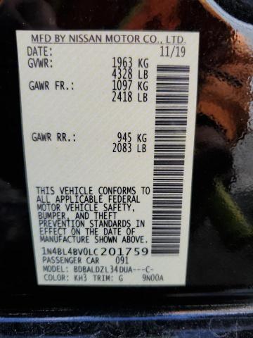 Photo 10 from auction – 2020 NISSAN ALTIMA S with VIN 1N4BL4BV0LC201759