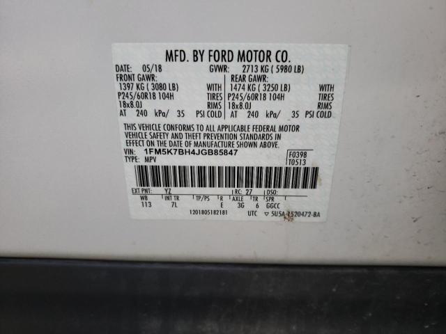Photo 10 from auction – 2018 FORD EXPLORER with VIN 1FM5K7BH4JGB85847