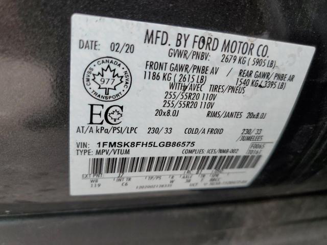 Photo 10 from auction – 2020 FORD EXPLORER L with VIN 1FMSK8FH5LGB86575