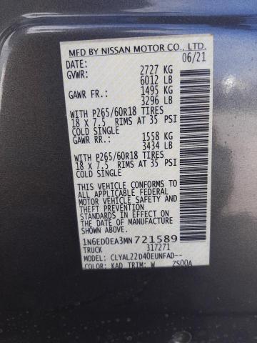 Photo 10 from auction – 2021 NISSAN FRONTIER S with VIN 1N6ED0EA3MN721589
