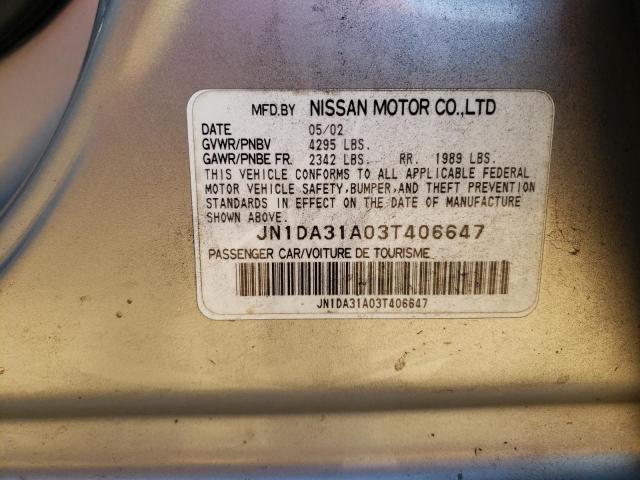 Photo 10 from auction – 2003 NISSAN MAXIMA GLE with VIN JN1DA31A03T406647