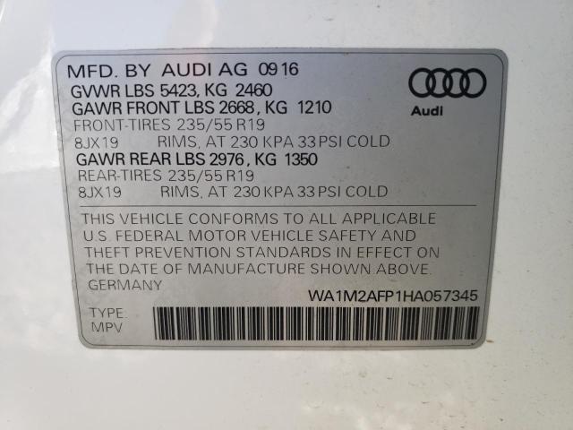 Photo 10 from auction – 2017 AUDI Q5 PREMIUM with VIN WA1M2AFP1HA057345