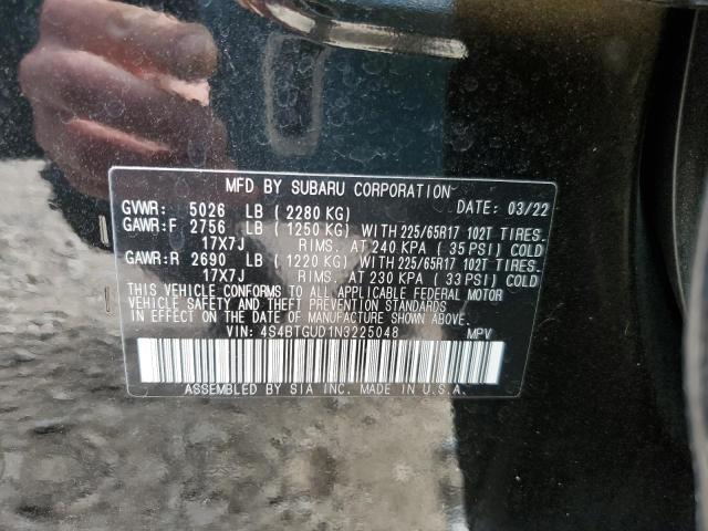 Photo 10 from auction – 2022 SUBARU OUTBACK WI with VIN 4S4BTGUD1N3225048