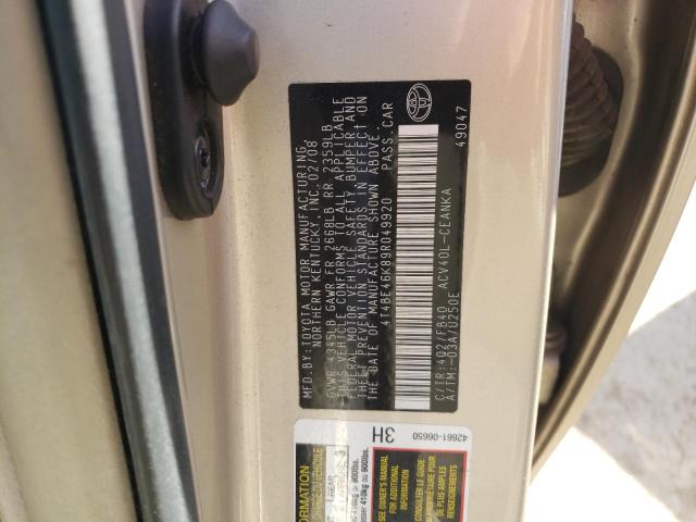 Photo 10 from auction – 2009 TOYOTA CAMRY BASE with VIN 4T4BE46K89R049920