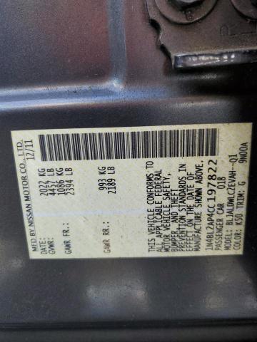 Photo 10 from auction – 2012 NISSAN ALTIMA SR with VIN 1N4BL2AP4CC197822