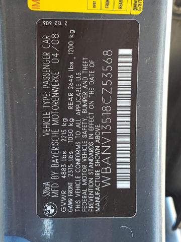 Photo 10 from auction – 2008 BMW 528 XI with VIN WBANV13518CZ53568