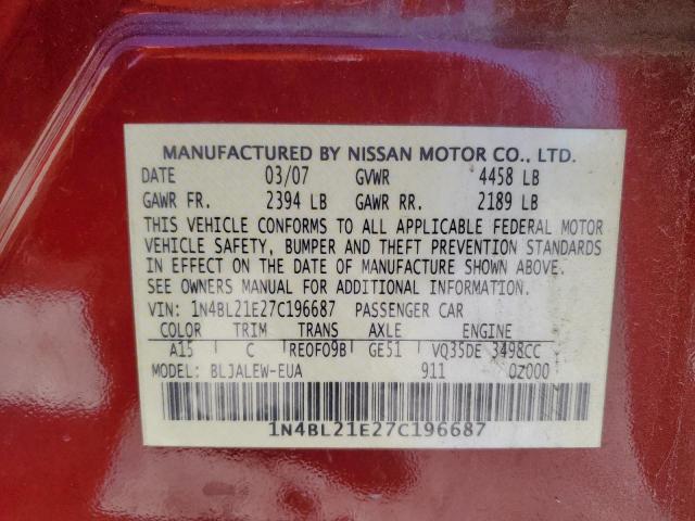 Zdjęcie 10 z aukcji – 2007 NISSAN ALTIMA 3.5 z VIN 1N4BL21E27C196687