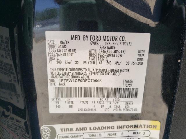 Photo 10 from auction – 2013 FORD F150 SUPER with VIN 1FTFW1CF0DFC79595