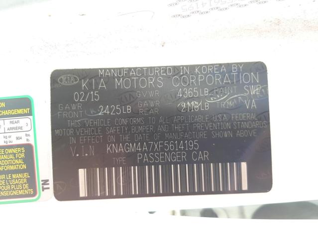 Photo 10 from auction – 2015 KIA OPTIMA LX with VIN KNAGM4A7XF5614195