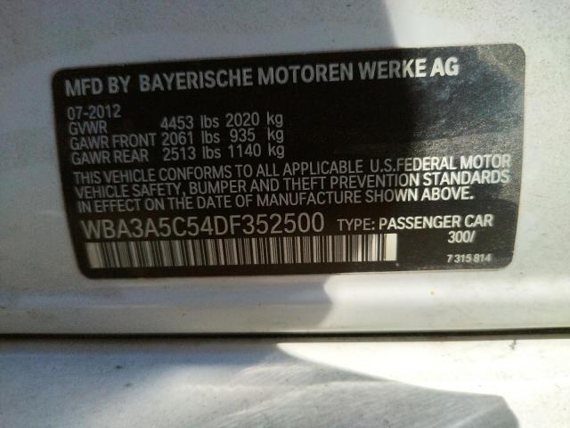 Photo 10 from auction – 2013 BMW 328 I with VIN WBA3A5C54DF352500