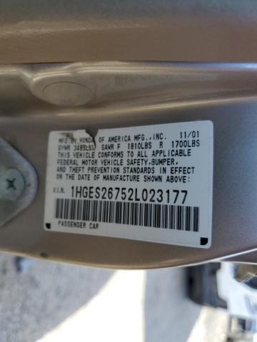 Photo 10 from auction – 2002 HONDA CIVIC EX with VIN 1HGES26752L023177