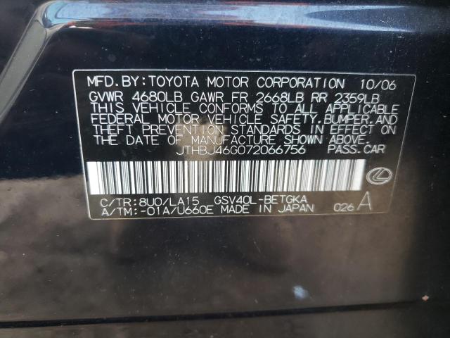 Photo 10 from auction – 2007 LEXUS ES 350 with VIN JTHBJ46G072066756
