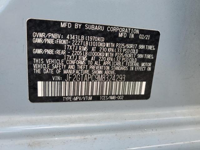 Photo 10 from auction – 2021 SUBARU CROSSTREK with VIN JF2GTAPC9M8324293