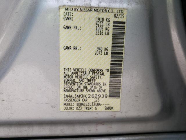 Photo 10 from auction – 2015 NISSAN ALTIMA 2.5 with VIN 1N4AL3AP3FC262939