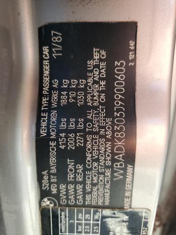 Photo 10 from auction – 1988 BMW 528 E AUTO with VIN WBADK8303J9900603