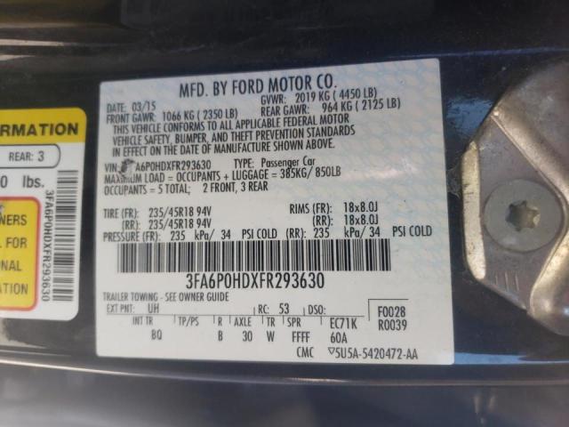 Photo 10 from auction – 2015 FORD FUSION SE with VIN 3FA6P0HDXFR293630
