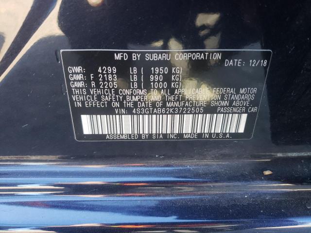 Photo 10 from auction – 2019 SUBARU IMPREZA with VIN 4S3GTAB62K3722505