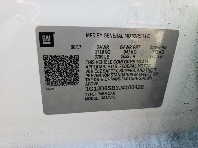 Photo 10 from auction – 2018 CHEVROLET SONIC LT with VIN 1G1JD6SB3J4100428