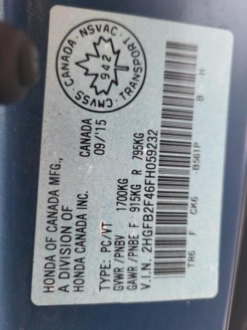 Photo 10 from auction – 2015 HONDA CIVIC LX with VIN 2HGFB2F46FH059232