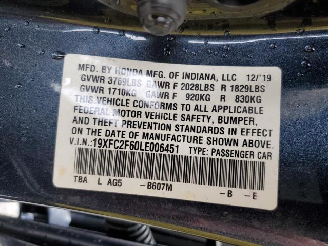 Photo 10 from auction – 2020 HONDA CIVIC LX with VIN 19XFC2F60LE006451