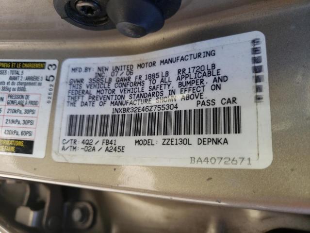 Photo 10 from auction – 2006 TOYOTA COROLLA CE with VIN 1NXBR32E46Z755304