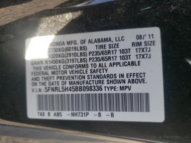 Photo 10 from auction – 2011 HONDA ODYSSEY EX with VIN 5FNRL5H45BB098336