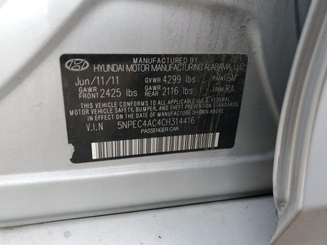 Photo 10 from auction – 2012 HYUNDAI SONATA SE with VIN 5NPEC4AC4CH314416