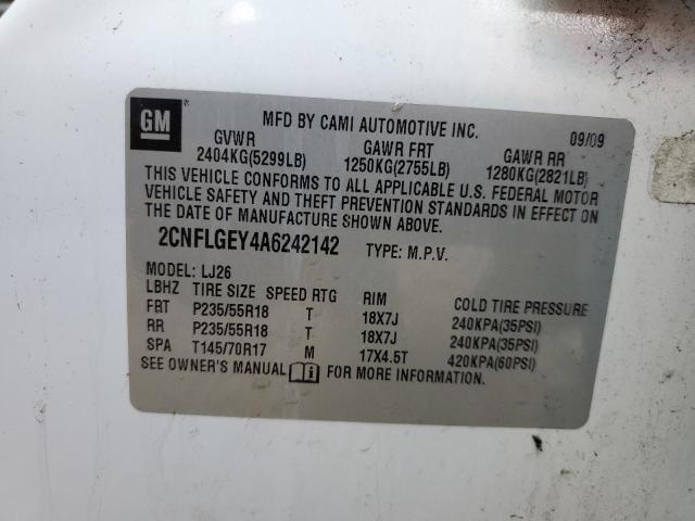 Photo 10 from auction – 2010 CHEVROLET EQUINOX LT with VIN 2CNFLGEY4A6242142
