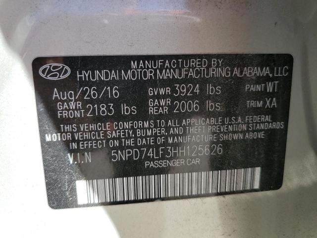 Photo 10 from auction – 2017 HYUNDAI ELANTRA SE with VIN 5NPD74LF3HH125626