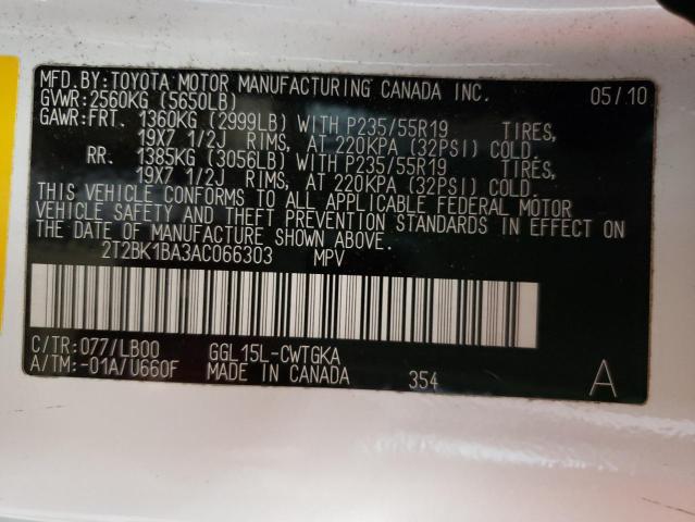 Photo 10 from auction – 2010 LEXUS RX 350 with VIN 2T2BK1BA3AC066303