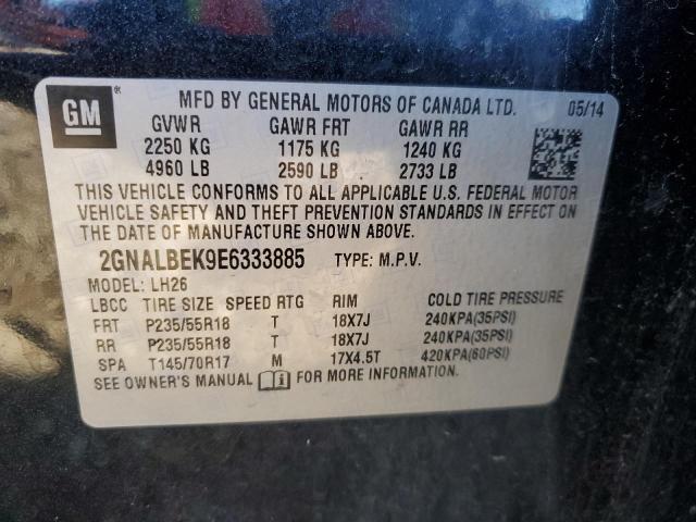 Photo 10 from auction – 2014 CHEVROLET EQUINOX LT with VIN 2GNALBEK9E6333885
