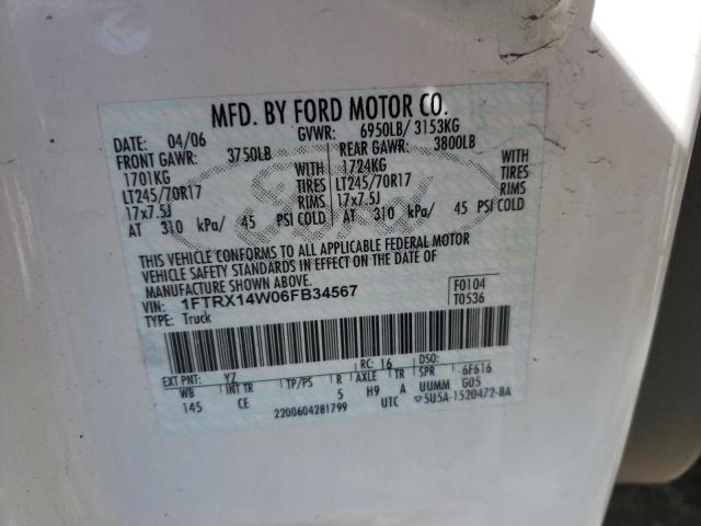 Photo 10 from auction – 2006 FORD F150 with VIN 1FTRX14W06FB34567