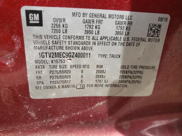 Photo 10 from auction – 2016 GMC SIERRA K15 with VIN 1GTV2MEC9GZ400011