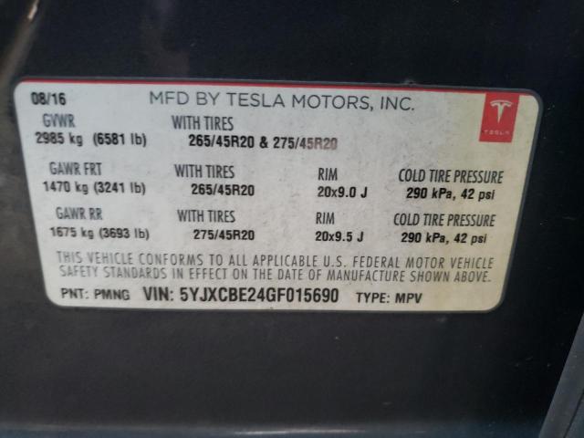 Photo 10 from auction – 2016 TESLA MODEL X with VIN 5YJXCBE24GF015690