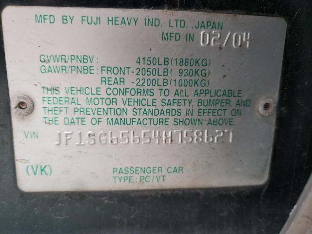 Photo 10 from auction – 2004 SUBARU FORESTER 2 with VIN JF1SG65654H758627