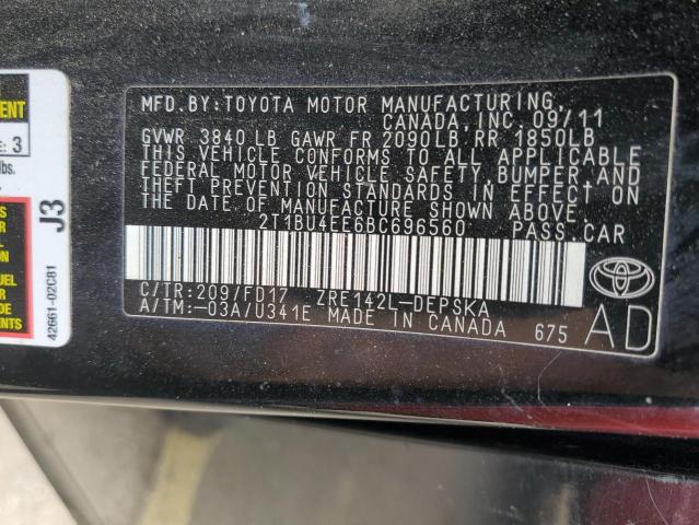 Photo 10 from auction – 2011 TOYOTA COROLLA BA with VIN 2T1BU4EE6BC696560