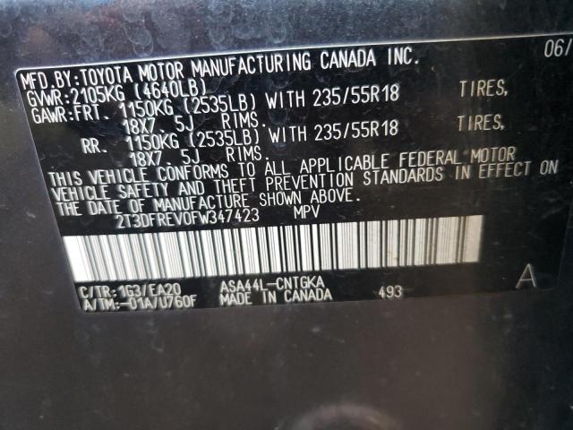 Photo 10 from auction – 2015 TOYOTA RAV4 LIMIT with VIN 2T3DFREV0FW347423