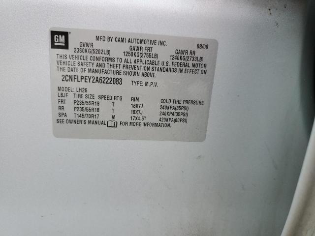 Photo 10 from auction – 2010 CHEVROLET EQUINOX LT with VIN 2CNFLPEY2A6222083