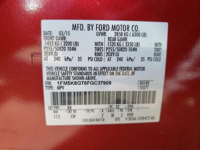 Photo 10 from auction – 2015 FORD EXPLORER S with VIN 1FM5K8GT6FGC37909