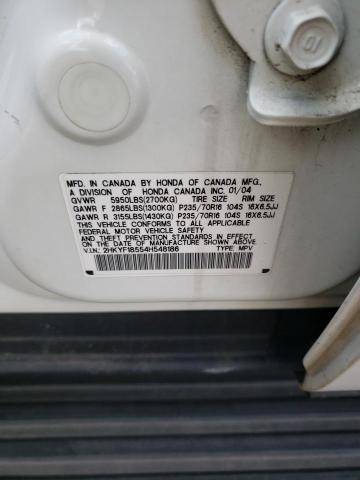 Photo 10 from auction – 2004 HONDA PILOT EXL with VIN 2HKYF18554H548186