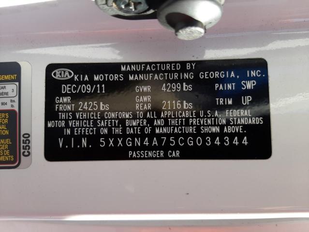 Photo 10 from auction – 2012 KIA OPTIMA EX with VIN 5XXGN4A75CG034344