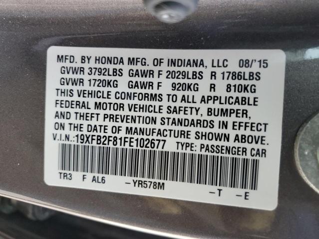 Photo 10 from auction – 2015 HONDA CIVIC EX with VIN 19XFB2F81FE102677