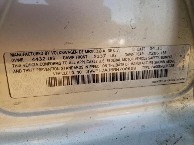 Photo 10 from auction – 2011 VOLKSWAGEN JETTA with VIN 3VWPL7AJ6BM700608