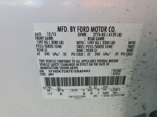 Photo 10 from auction – 2014 FORD EXPLORER X with VIN 1FM5K7D87EGB42493