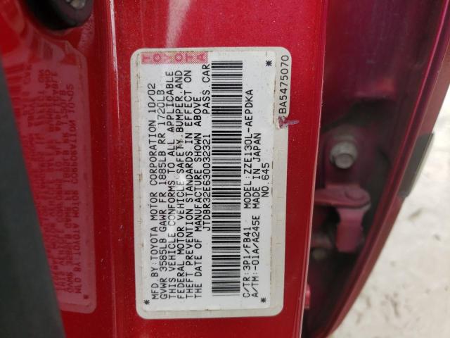 Photo 10 from auction – 2003 TOYOTA COROLLA CE with VIN JTDBR32E630032321