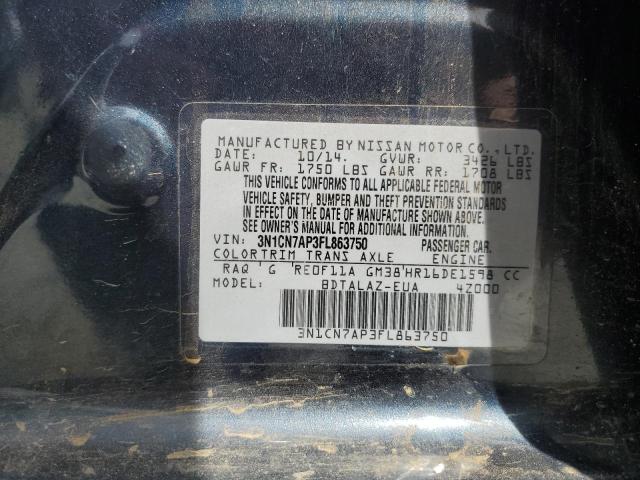 Photo 10 from auction – 2015 NISSAN VERSA S with VIN 3N1CN7AP3FL863750