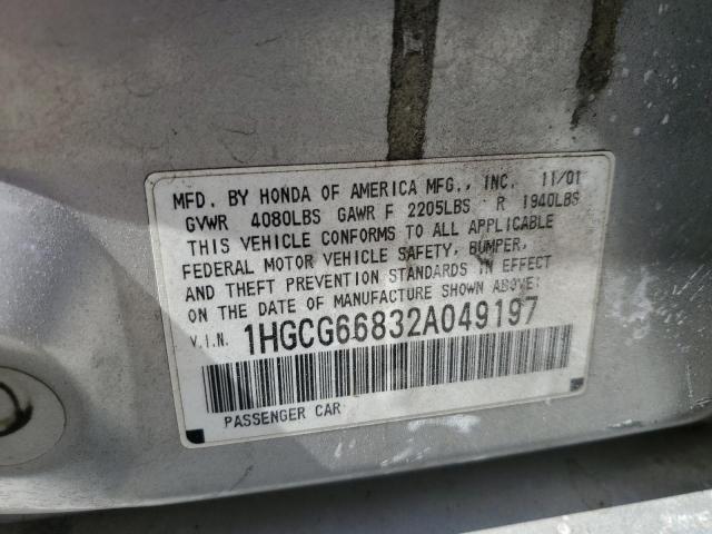 Photo 10 from auction – 2002 HONDA ACCORD EX with VIN 1HGCG66832A049197